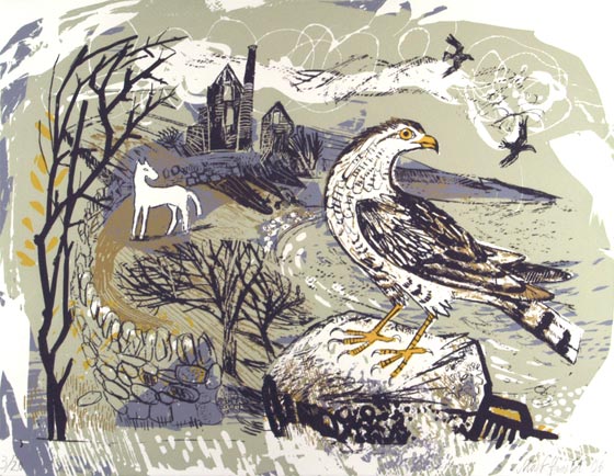 Mark Hearld - Hawk near Movah - Screenprint