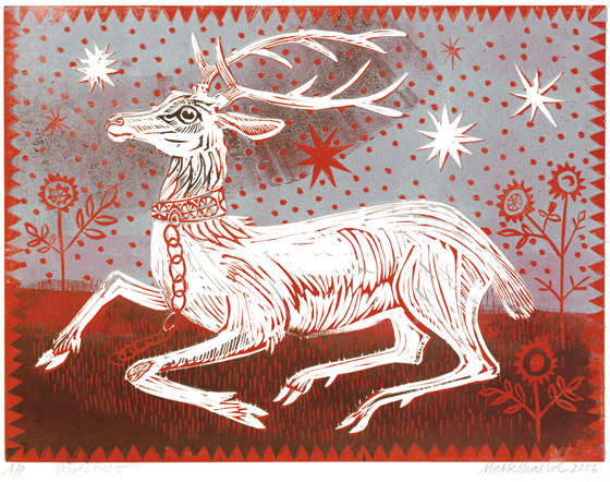 Mark Hearld - White Hart - Linocut