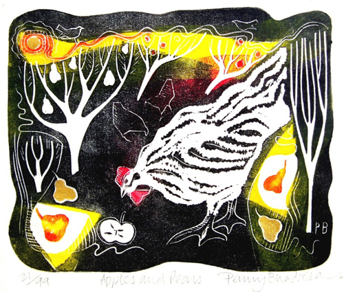 Penny Bhadresa - Apples and Pears - Linocut