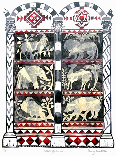 Penny Bhadresa - Beasts of Lucca - Linocut