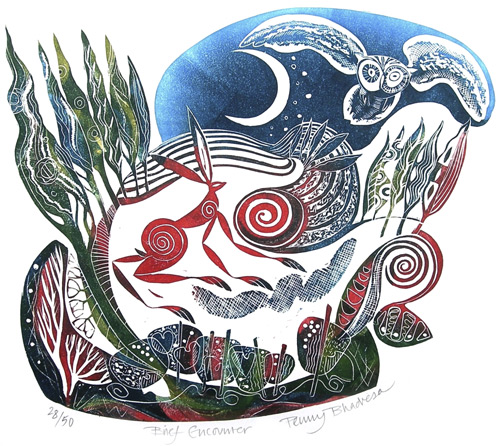 Penny Bhadresa - Brief Encounter - Linocut