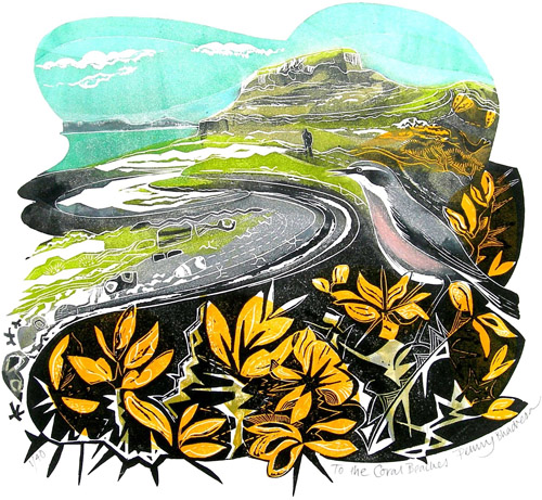 Penny Bhadresa - To The Coral Beaches - Linocut