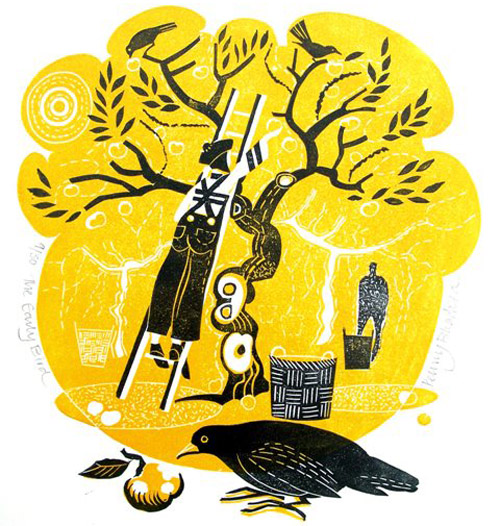 Penny Bhadresa - The Early Bird - Linocut