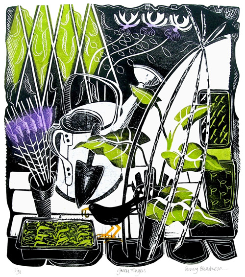 Penny Bhadresa - Green Fingers - Linocut