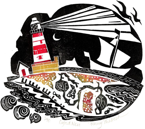Penny Bhadresa - Orford Ness - Linocut