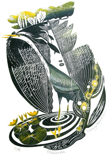 Penny Bhadresa - Fishermen - Linocut