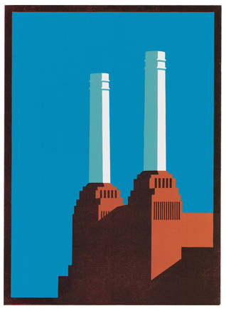 Paul Catherall - Battersea Blue III - linocut